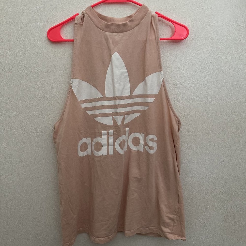 Adidas Tan Tank Top with White Logo